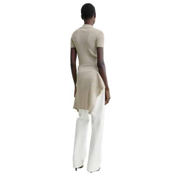 Toteme Ribbed cashmere silk polo in Oat mélange, view 4