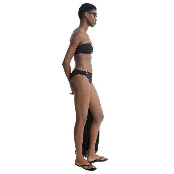 Toteme Ribbed strapless bikini top in Black, view 3