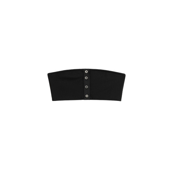 Toteme Ribbed strapless bikini top in Black