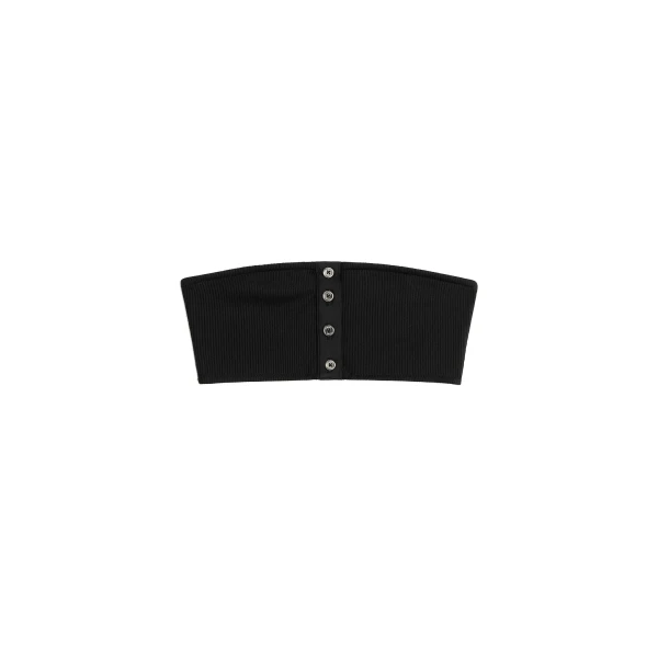 Ribbed strapless bikini top in Black