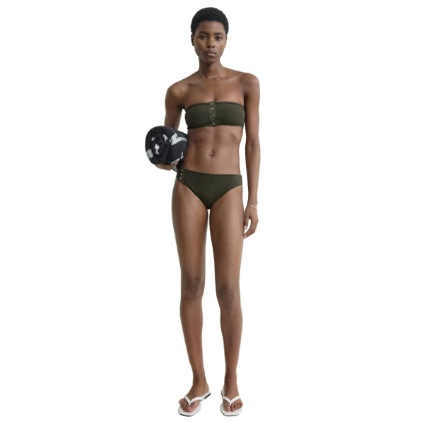 Toteme Ribbed strapless bikini top in Dark green, view 2