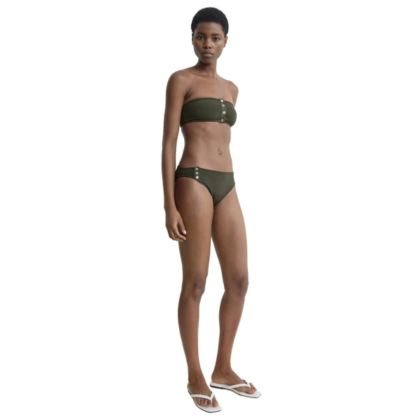 Toteme Ribbed strapless bikini top in Dark green, view 3