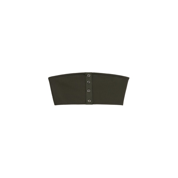 Toteme Ribbed strapless bikini top in Dark green