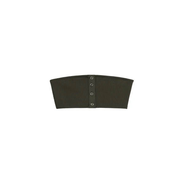 Ribbed strapless bikini top in Dark green