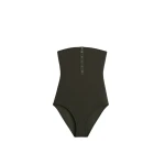 Toteme Ribbed strapless swimsuit in Dark green