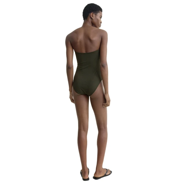 Toteme Ribbed strapless swimsuit in Dark green, view 4