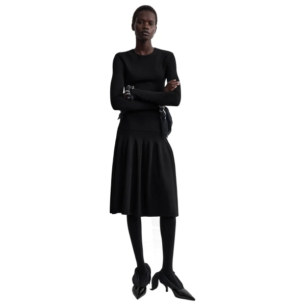 Toteme Ribbed waist skirt in Black, view 2