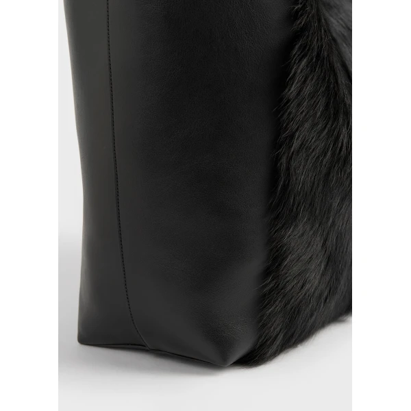Roam goat hair tote in Black / Black - Image 5