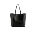 Toteme Roam goat hair tote in Black / Black