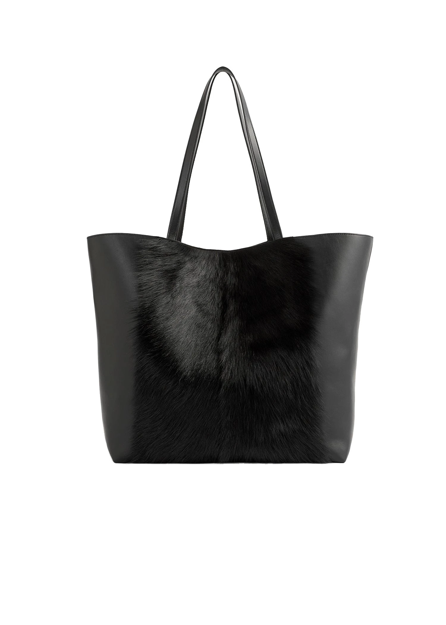 Roam goat hair tote in Black / Black