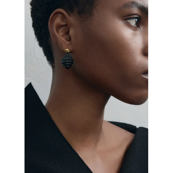 Rope drop earrings in Black / Gold - Image 3