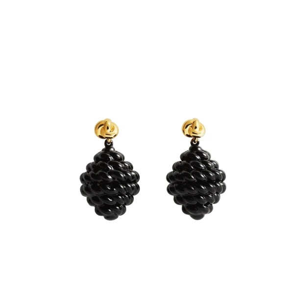 Rope drop earrings in Black / Gold - Image 6