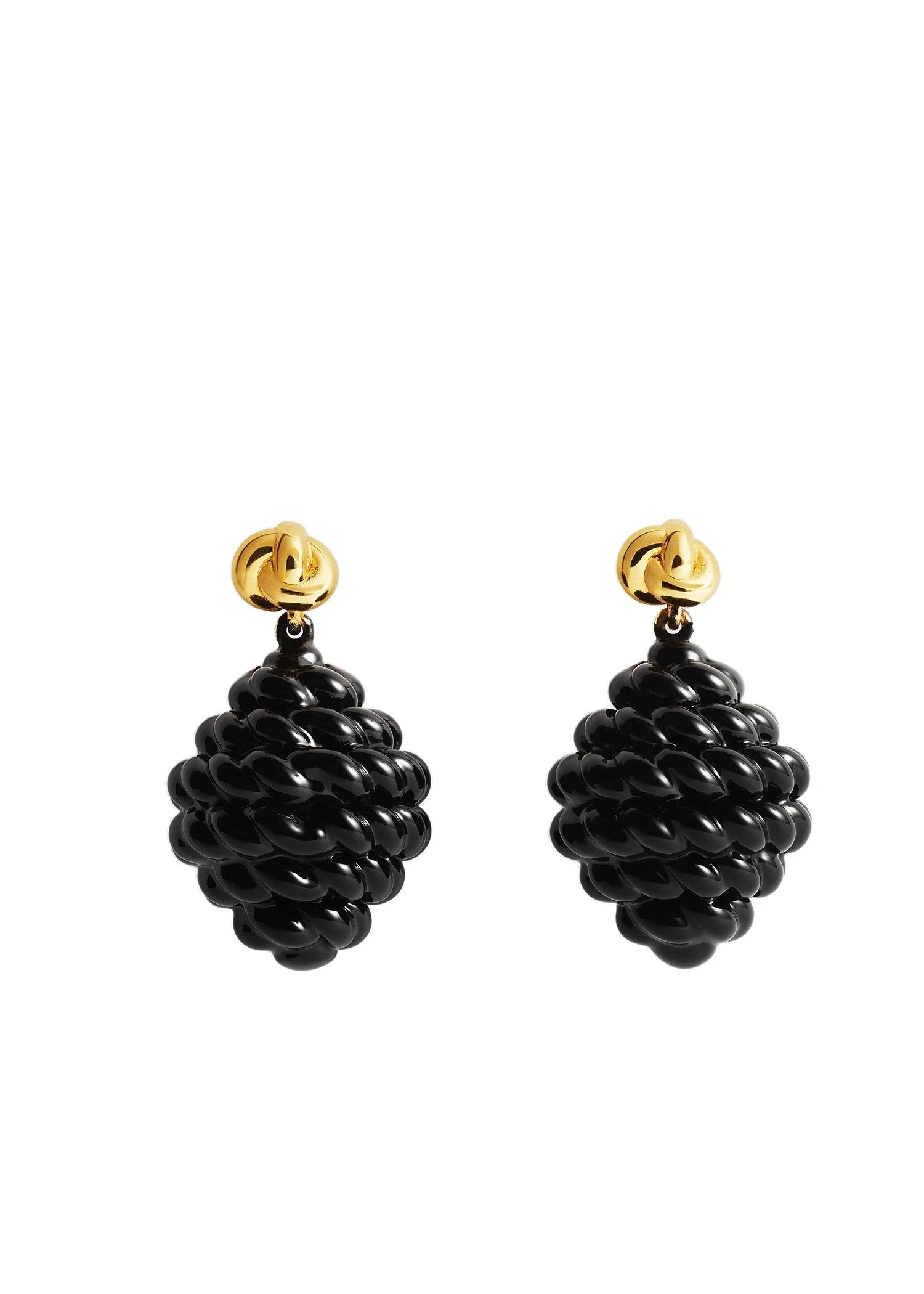 Rope drop earrings in Black / Gold