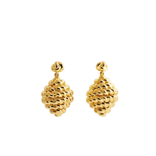 Rope drop earrings in Gold