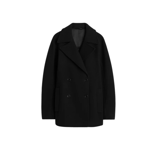 Rounded peacoat in Black