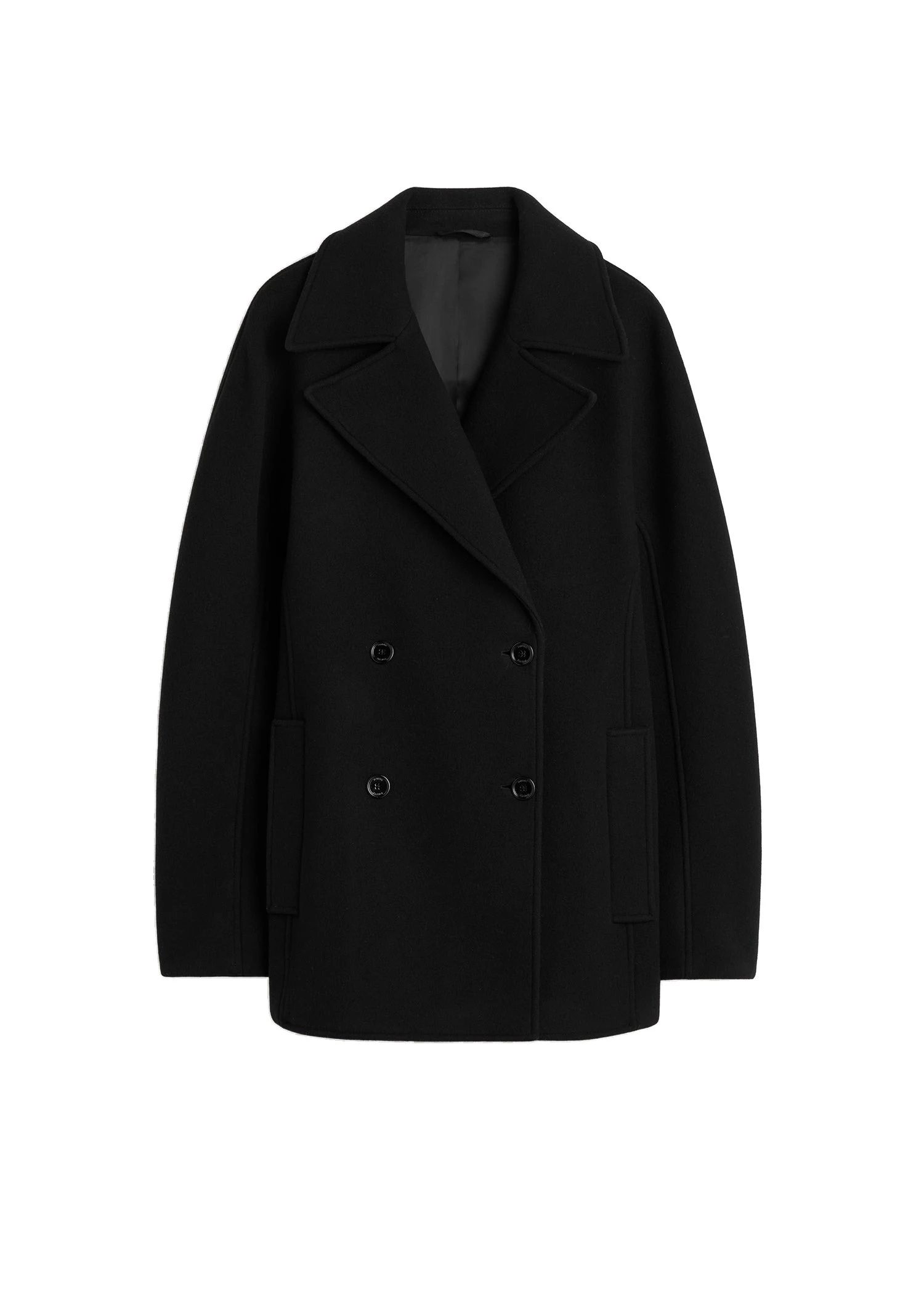 Toteme-Rounded-peacoat-in-Black-white Toteme Rounded peacoat in Black