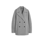 Toteme Rounded peacoat in Pale grey mélange