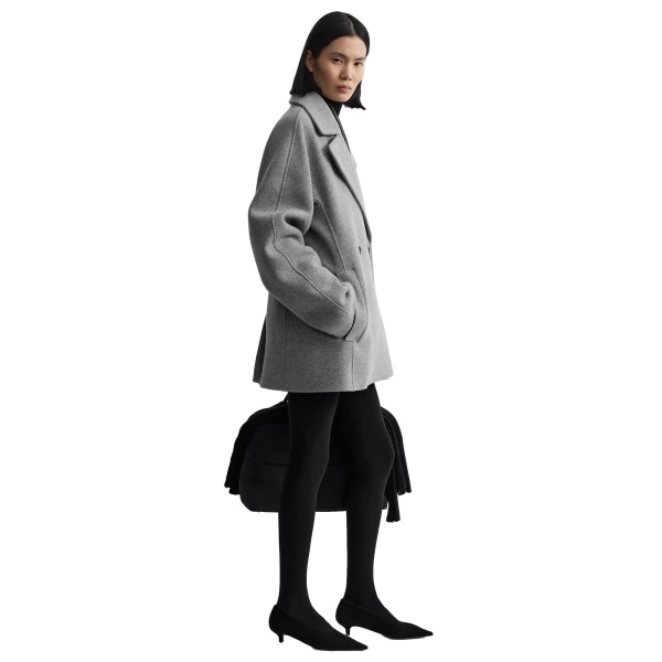 Toteme Rounded peacoat in Pale grey mélange, view 3