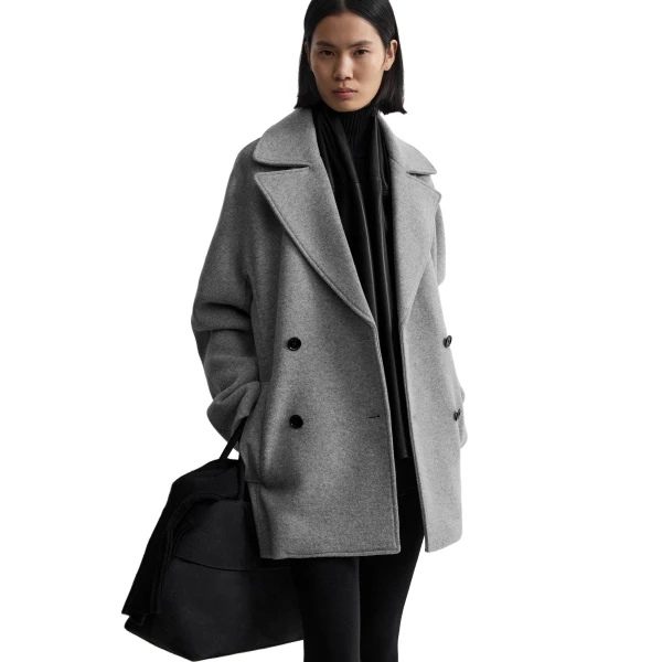 Toteme Rounded peacoat in Pale grey mélange, view 5