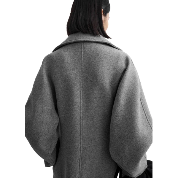 Toteme Rounded peacoat in Pale grey mélange, view 6
