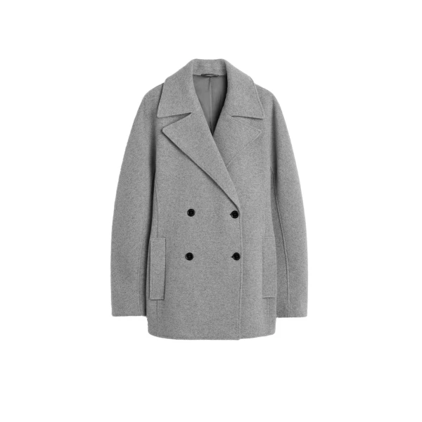 Rounded peacoat in Pale grey mélange