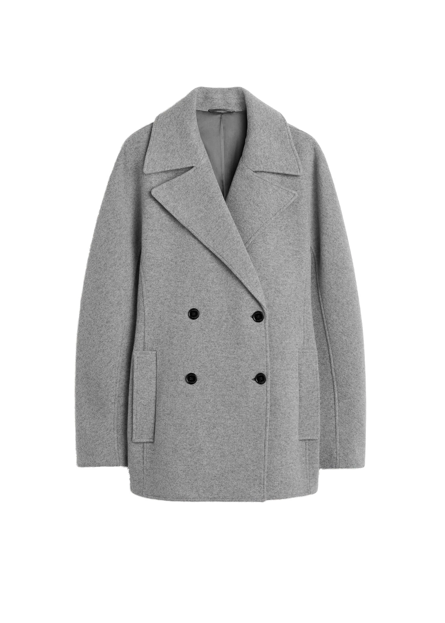 Toteme-Rounded-peacoat-in-Pale-grey-melange-white Toteme Rounded peacoat in Pale grey mélange