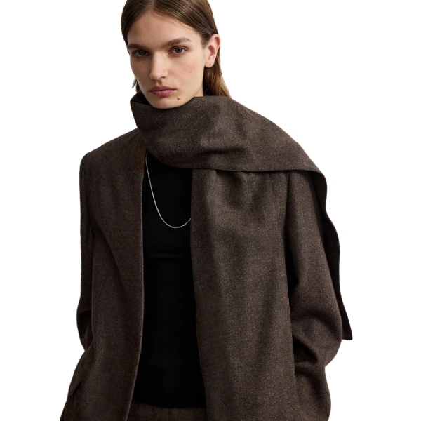 Toteme Scarf lapel blazer in Taupe mélange, view 5