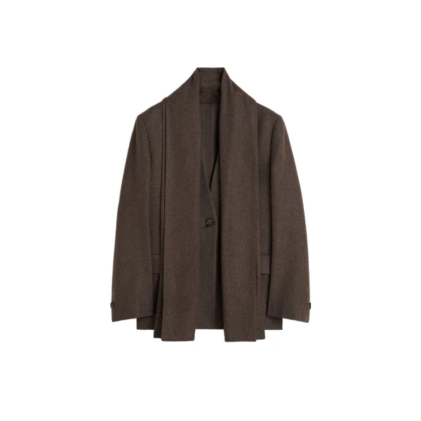 Scarf lapel blazer in Taupe mélange