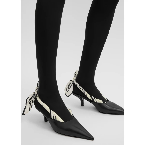 Scarf nappa slingbacks in Black / Ecru - Image 2