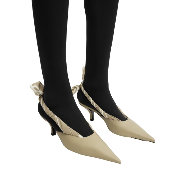 Scarf nappa slingbacks in Cashew - Image 2