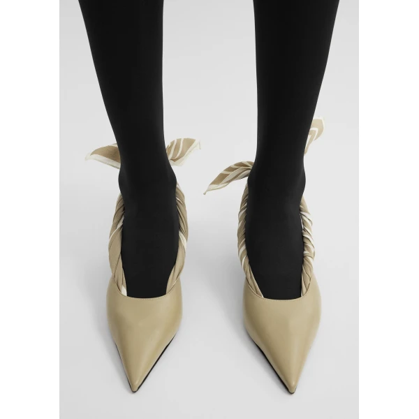 Scarf nappa slingbacks in Cashew - Image 3