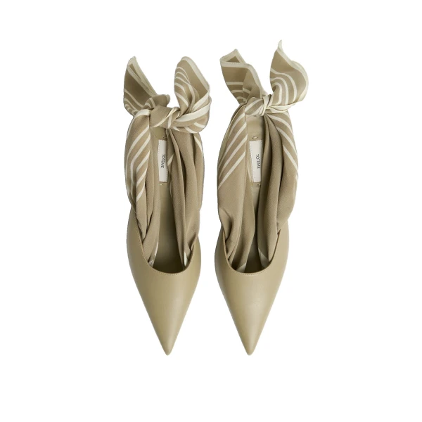 Scarf nappa slingbacks in Cashew - Image 5