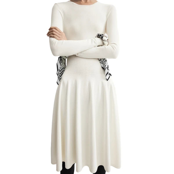 Toteme Sculpted knit dress in Off-white, view 5