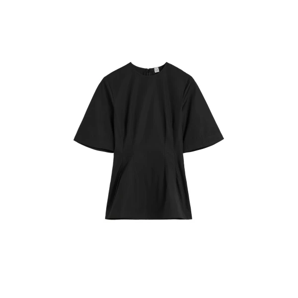 Sculptural cotton top in Black