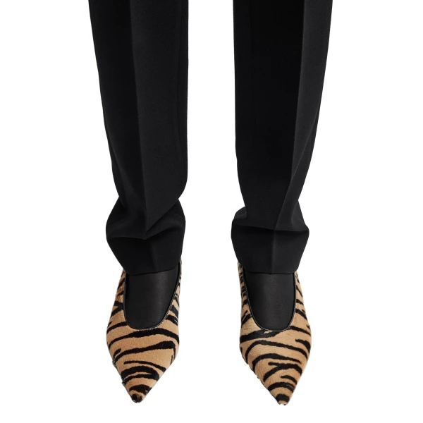 Sharp pony hair kitten pumps in Tiger - Image 2