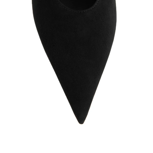 Sharp suede kitten pumps in Black - Image 6