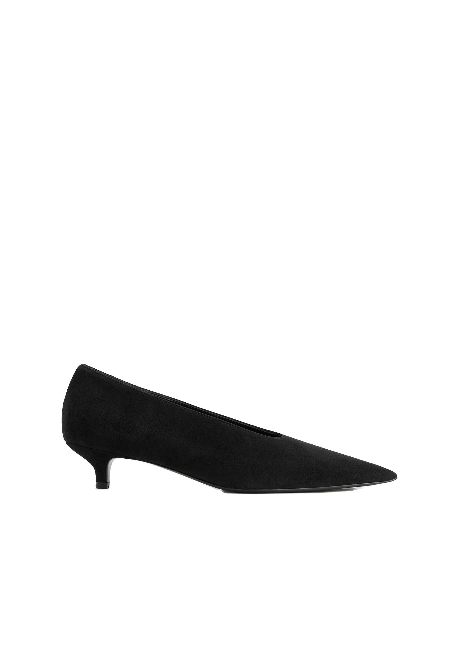 Sharp suede kitten pumps in Black