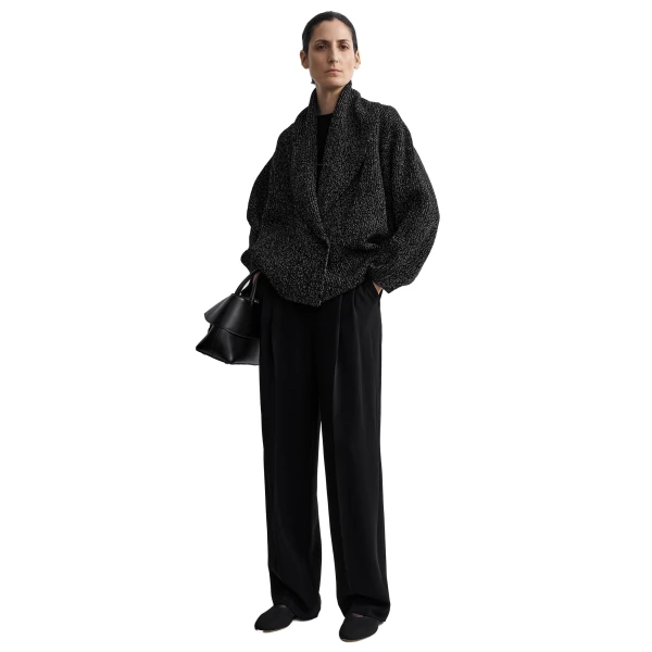Toteme Shawl-lapel cardigan in Black / White, view 2
