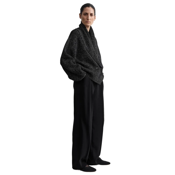 Toteme Shawl-lapel cardigan in Black / White, view 3