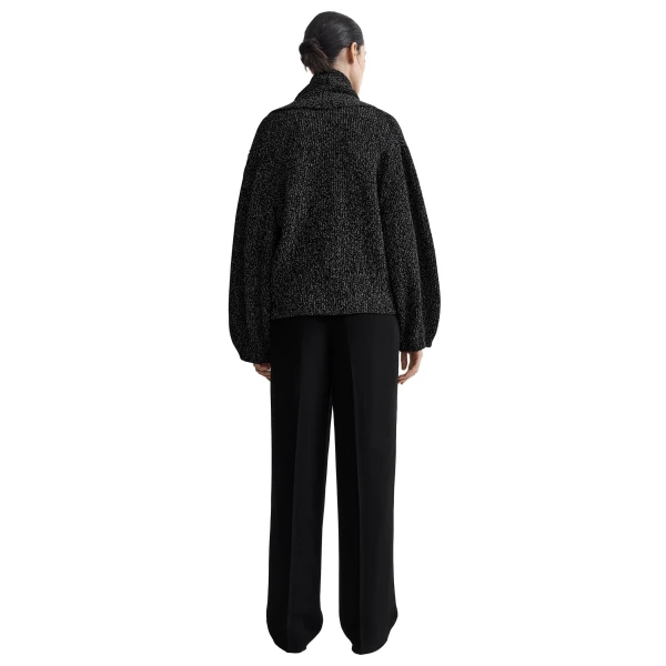 Toteme Shawl-lapel cardigan in Black / White, view 4
