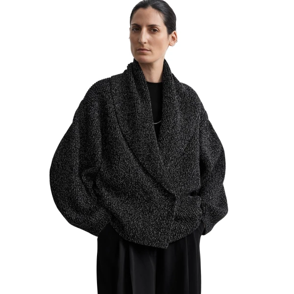 Toteme Shawl-lapel cardigan in Black / White, view 5