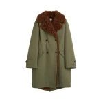 Toteme Shearling cotton parka in Moss