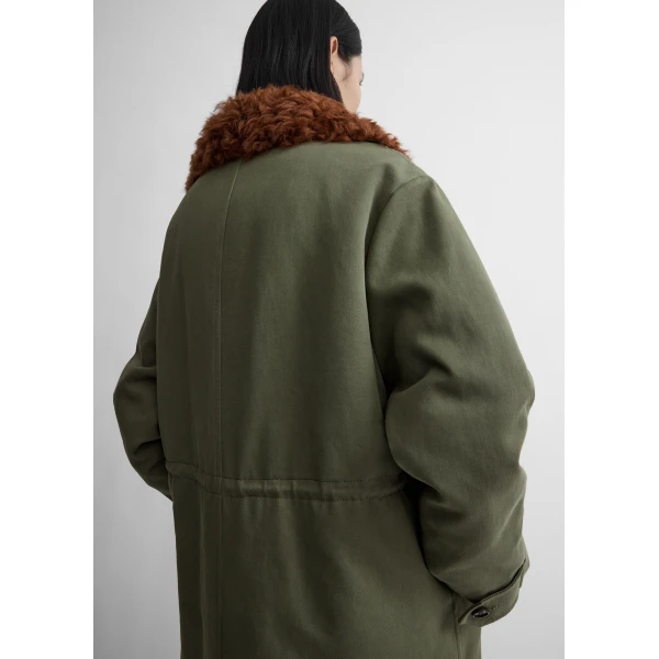 Toteme Shearling cotton parka in Moss, view 6