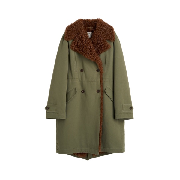 Toteme Shearling cotton parka in Moss