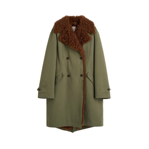Shearling cotton parka in Moss