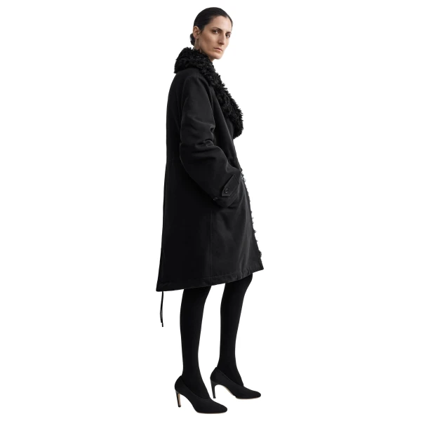 Toteme Shearling cotton parka in Washed black, view 3