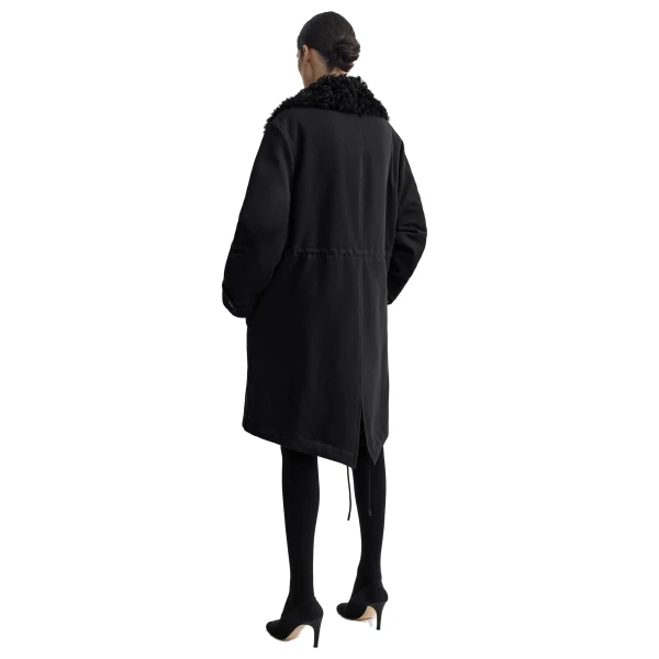 Toteme Shearling cotton parka in Washed black, view 4