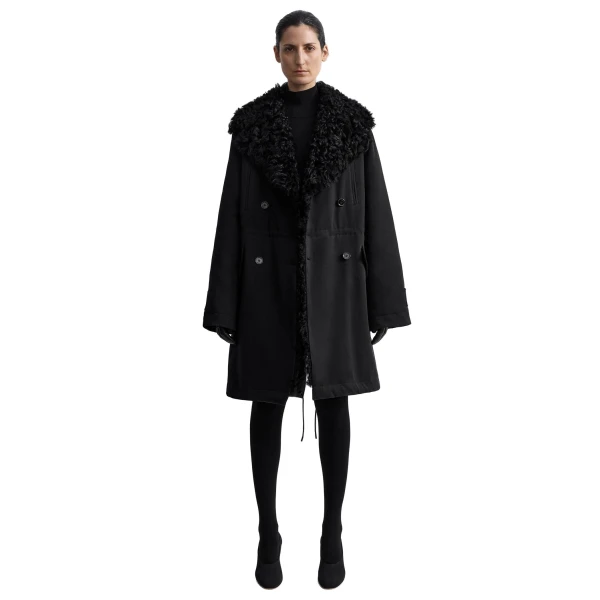 Toteme Shearling cotton parka in Washed black, view 6