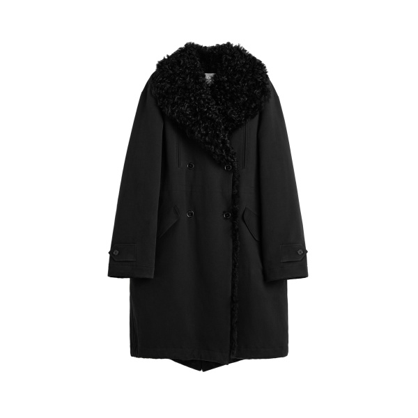 Toteme Shearling cotton parka in Washed black