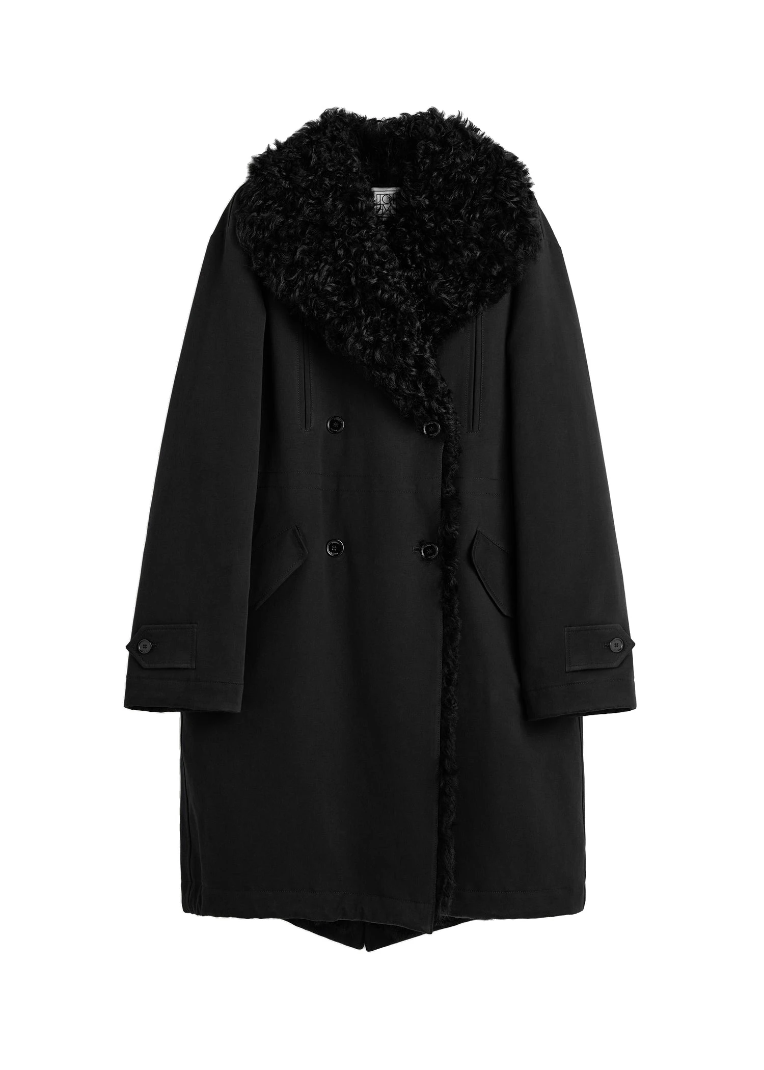 Toteme-Shearling-cotton-parka-in-Washed-black-white Toteme Shearling cotton parka in Washed black